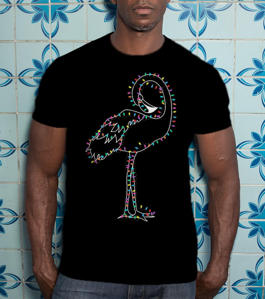 Funny Flamingo Christmas Lights Holiday Decor T-Shirt