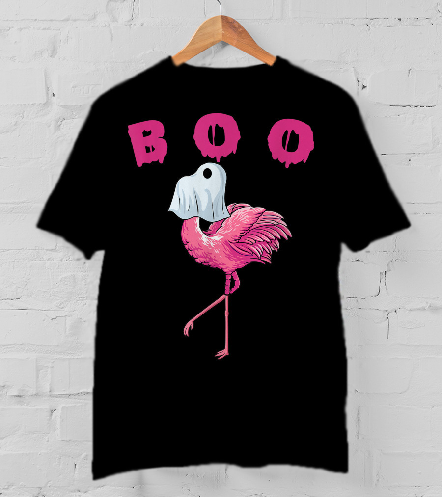 Boo Funny Flamingo Halloween Ghost T-Shirt