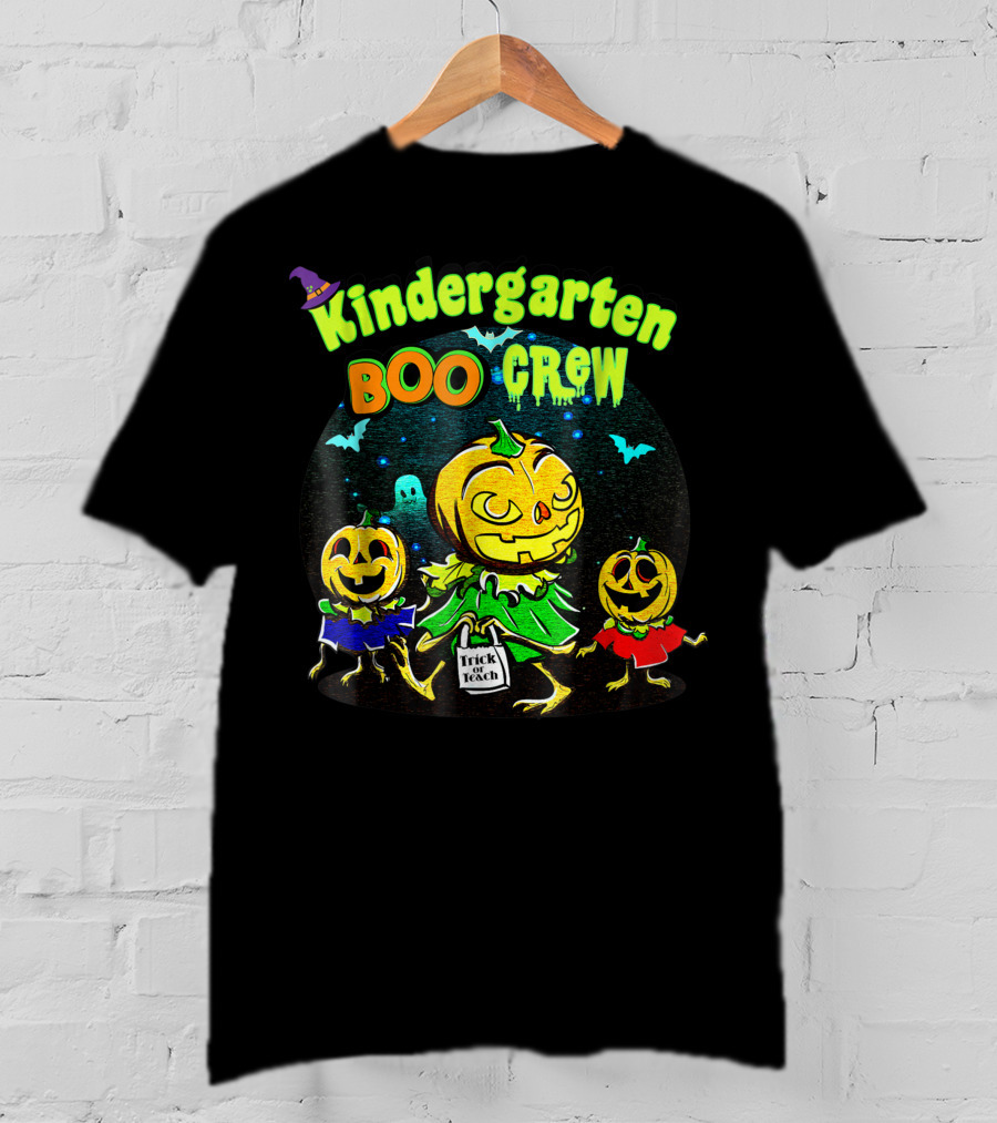 Kindergarten Boo Crew Halloween Trick Or Teach Pumpkin Gang T-Shirt
