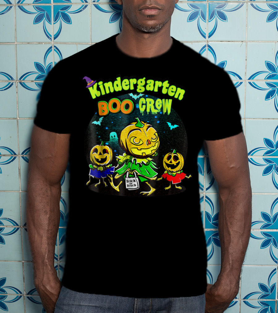 Kindergarten Boo Crew Halloween Trick Or Teach Pumpkin Gang T-Shirt