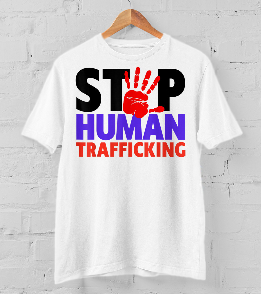 Stop Human Trafficking Red Handprint Awareness T-Shirt