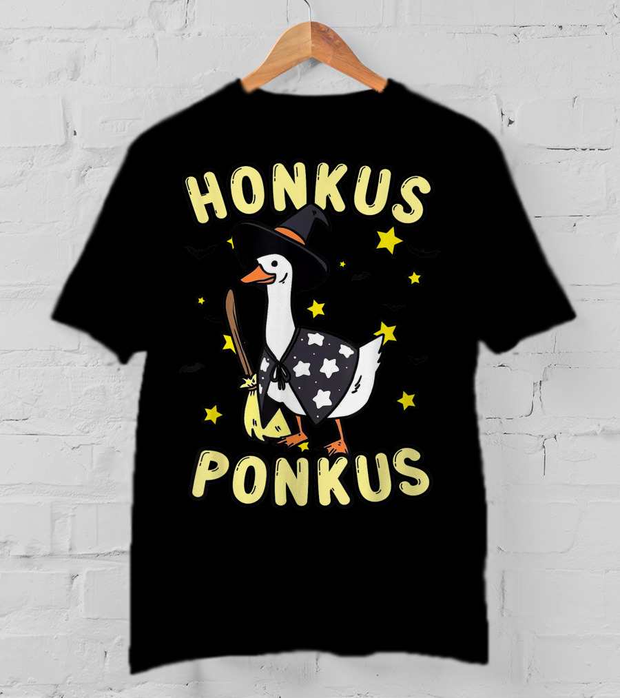 Honkus Ponkus Witch Duck With Stars And Bats T-Shirt