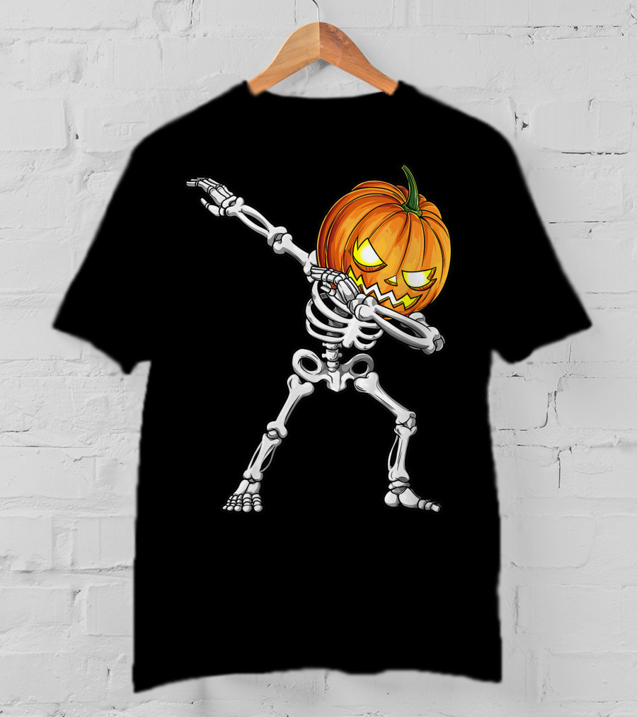 Dabbing Skeleton Pumpkin Halloween Best T-Shirt