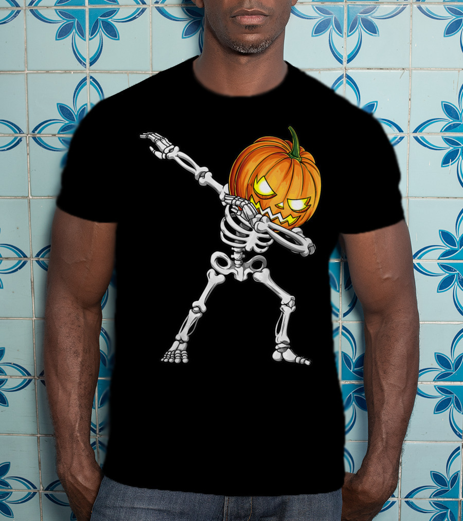 Dabbing Skeleton Pumpkin Halloween Best T-Shirt