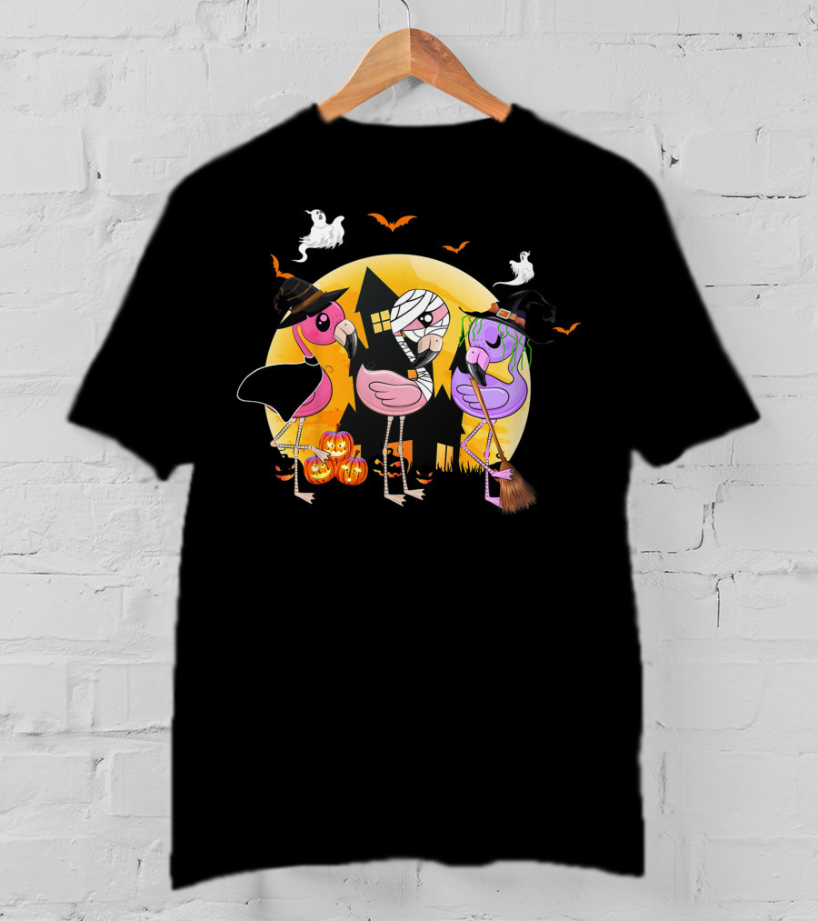 Funny Halloween Party Flamingo Lover Pumpkin Best T-Shirt
