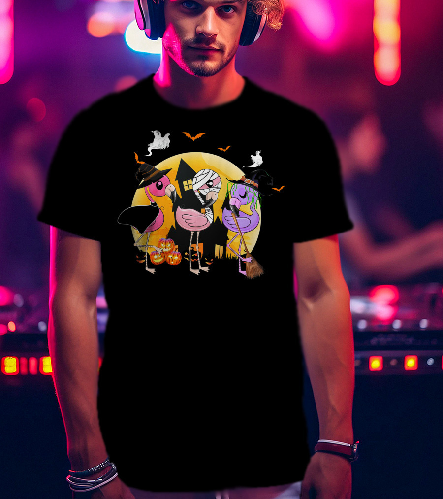 Funny Halloween Party Flamingo Lover Pumpkin Best T-Shirt