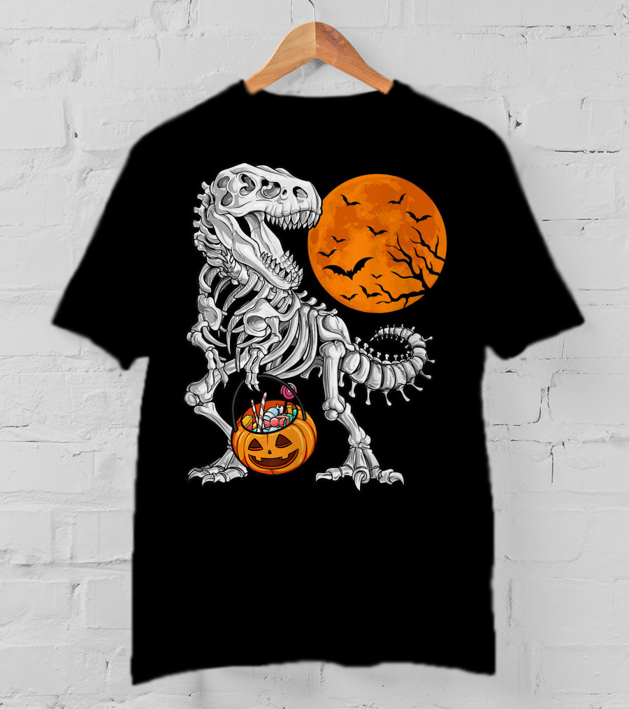 Dinosaur Skeleton Rex Scary Halloween T-Shirt