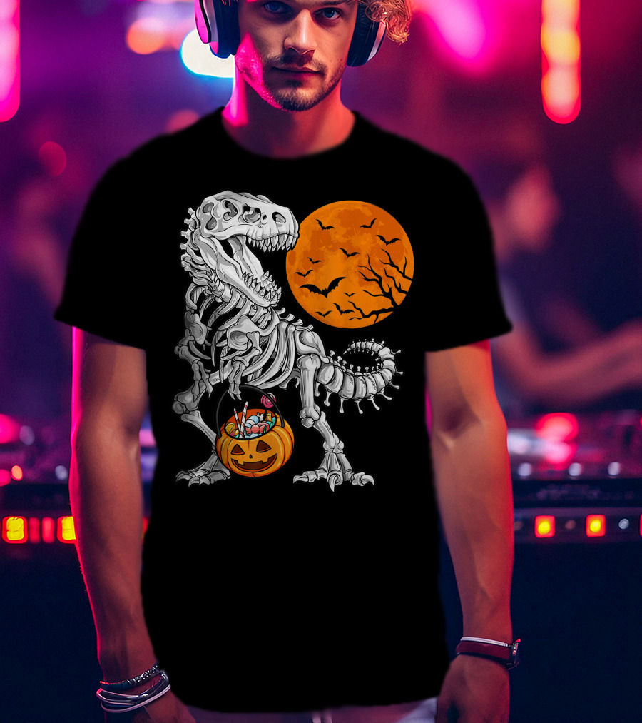 Dinosaur Skeleton Rex Scary Halloween T-Shirt