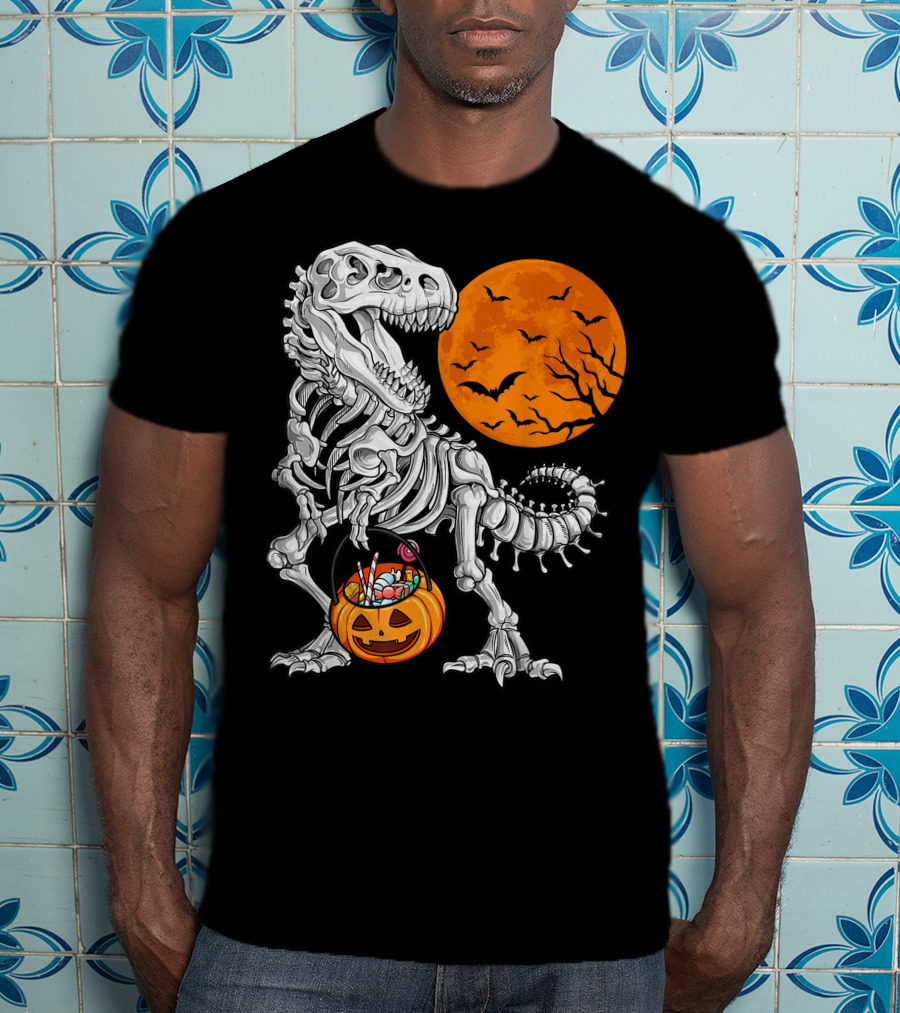 Dinosaur Skeleton Rex Scary Halloween T-Shirt