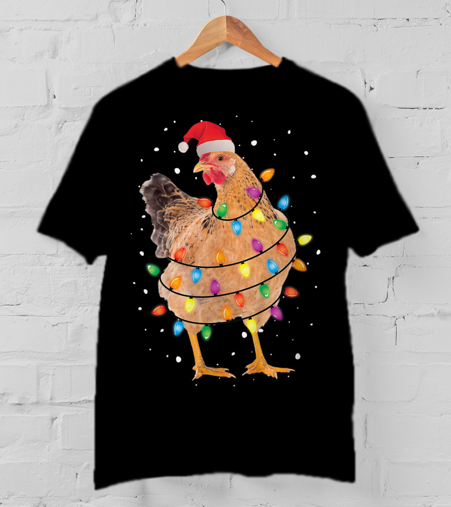 Christmas Lights Chicken Santa Funny Xmas Tree Festive Holiday T-Shirt