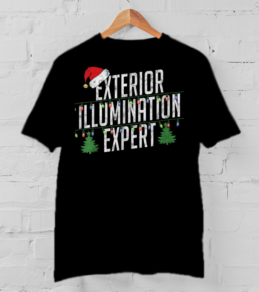 Exterior Illumination Expert Christmas Lights Santa Hat Trees T-Shirt