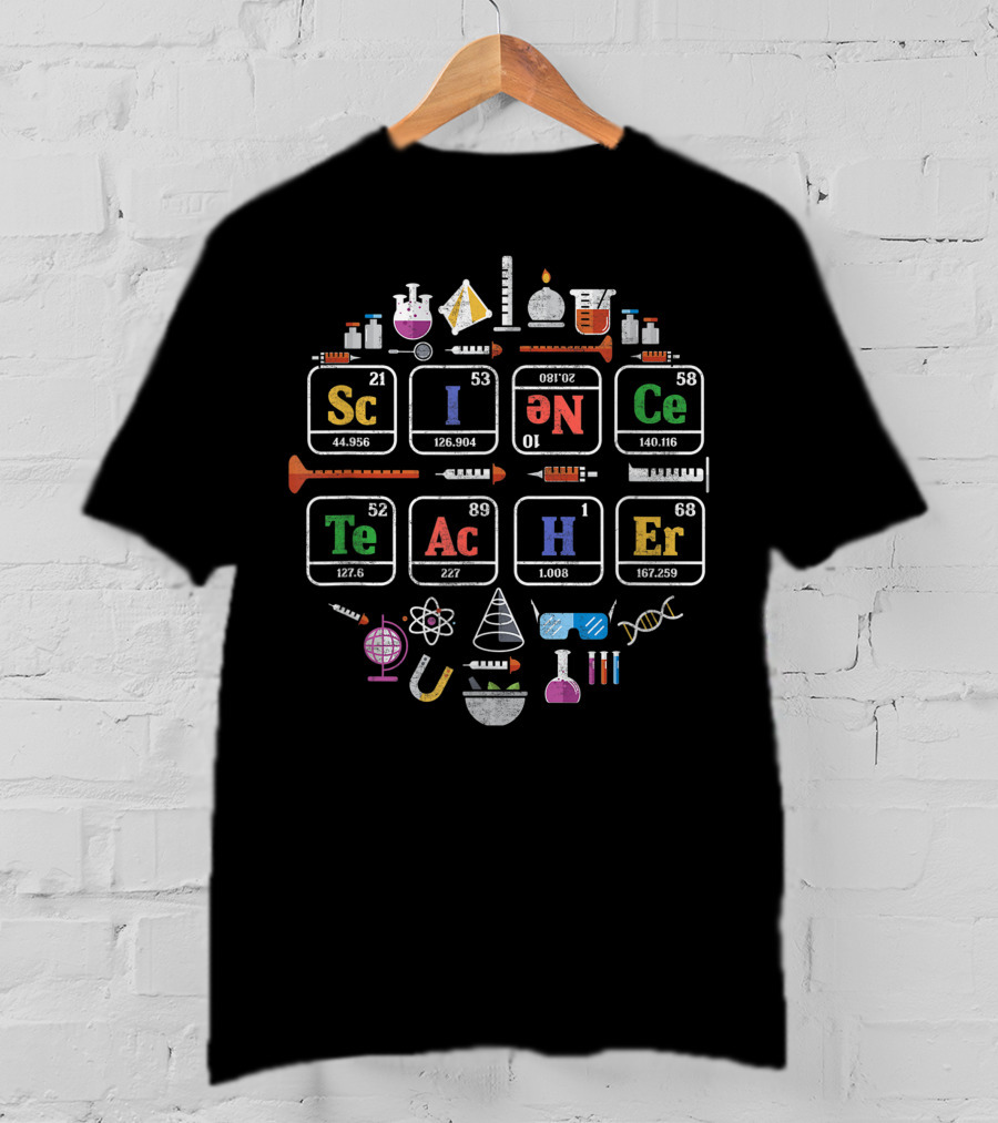 Science Teacher Periodic Table Chemistry Elements Icons T-Shirt