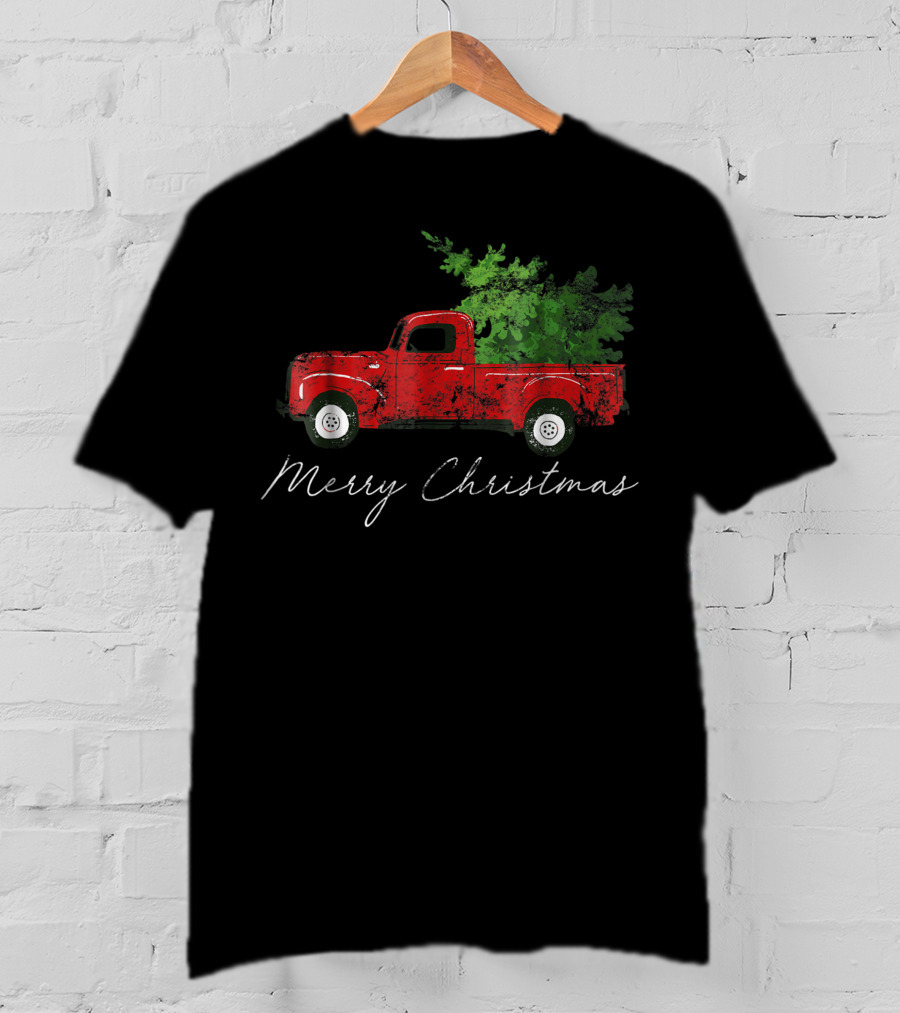 Merry Christmas Vintage Wagon Christmas Tree On Car Xmas Vacation T-Shirt