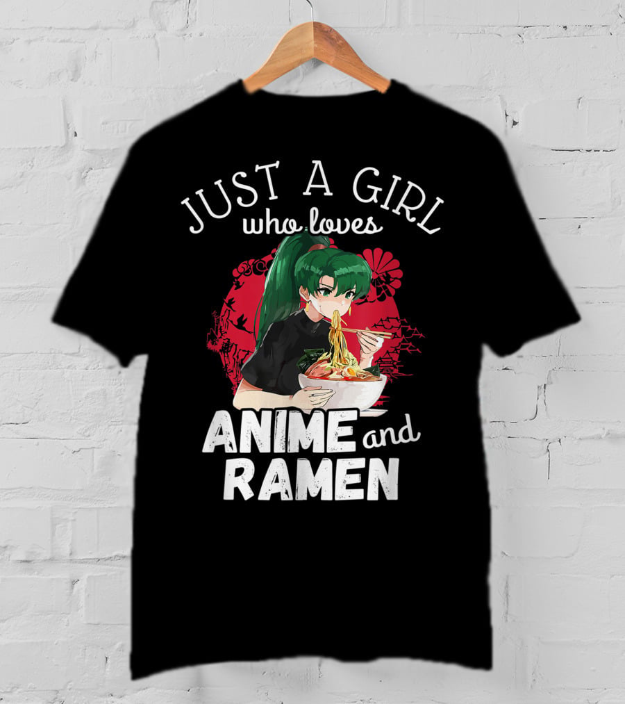 Just A Girl Who Loves Anime And Ramen Manga Aesthetic Japan Style Kawaii T-Shirt