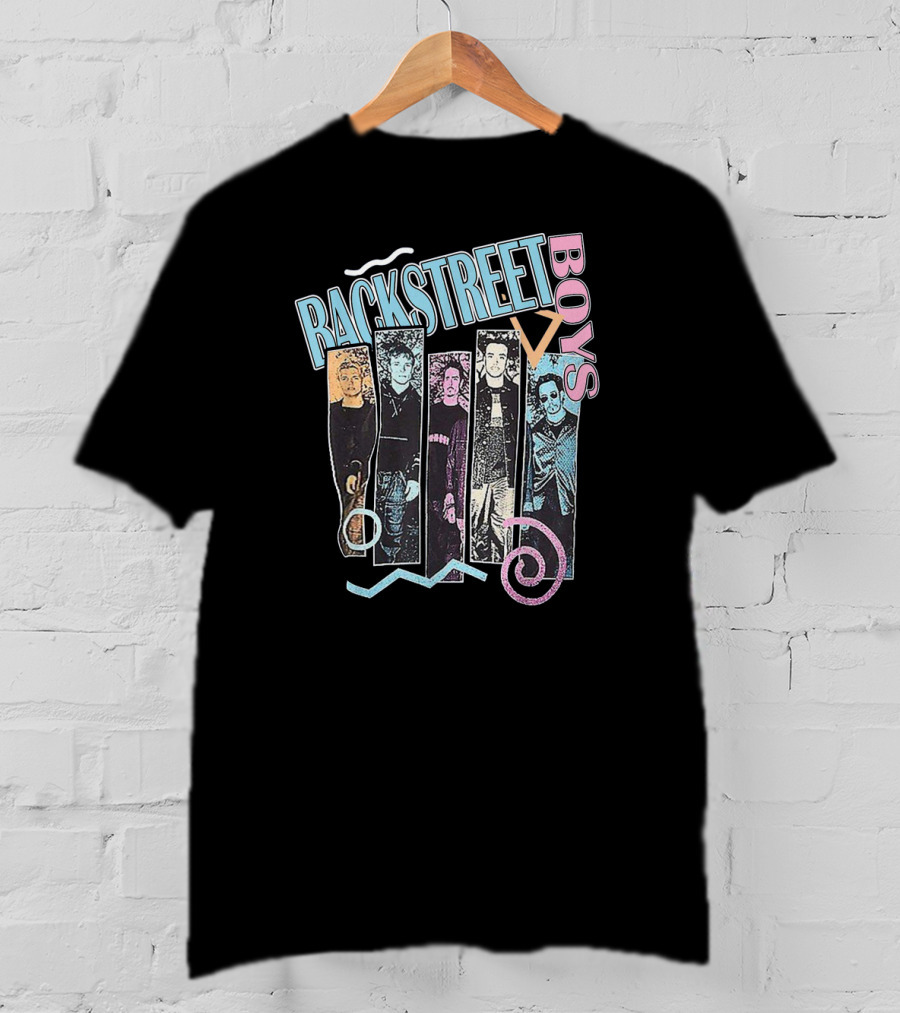 Rackstreet Boys Retro Pastel Graphic Band Collage T-Shirt
