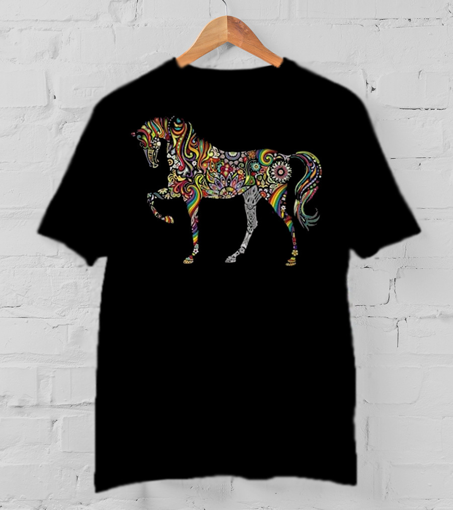 Psychedelic Colorful Horse Totem Tattoo T-Shirt