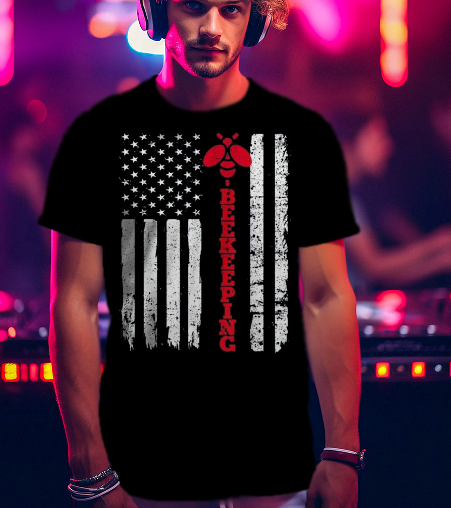 American Flag Beekeeping USA Bee T-Shirt