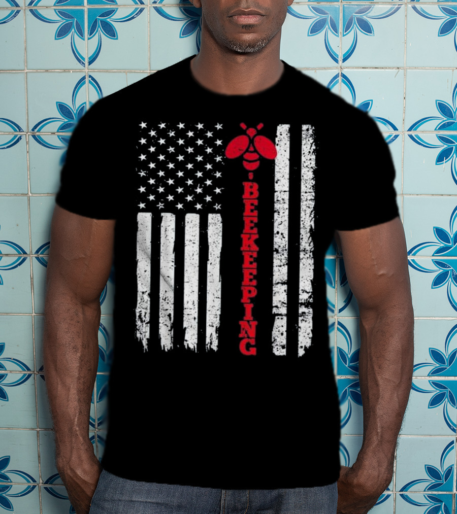 American Flag Beekeeping USA Bee T-Shirt