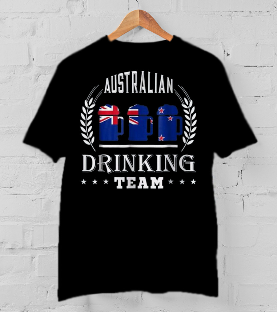 Australian Drinking Team Beer Mugs With Australian And New Zealand Flags T-Shirt
