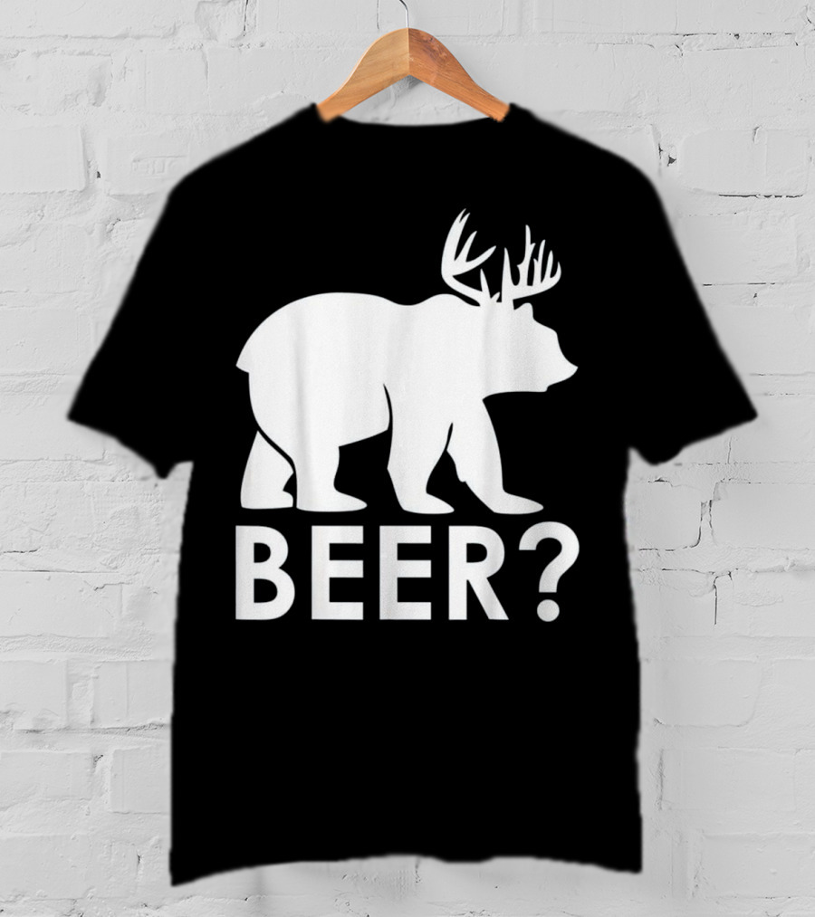 Beer Bear Deer With Antler Question Mark T-Shirt