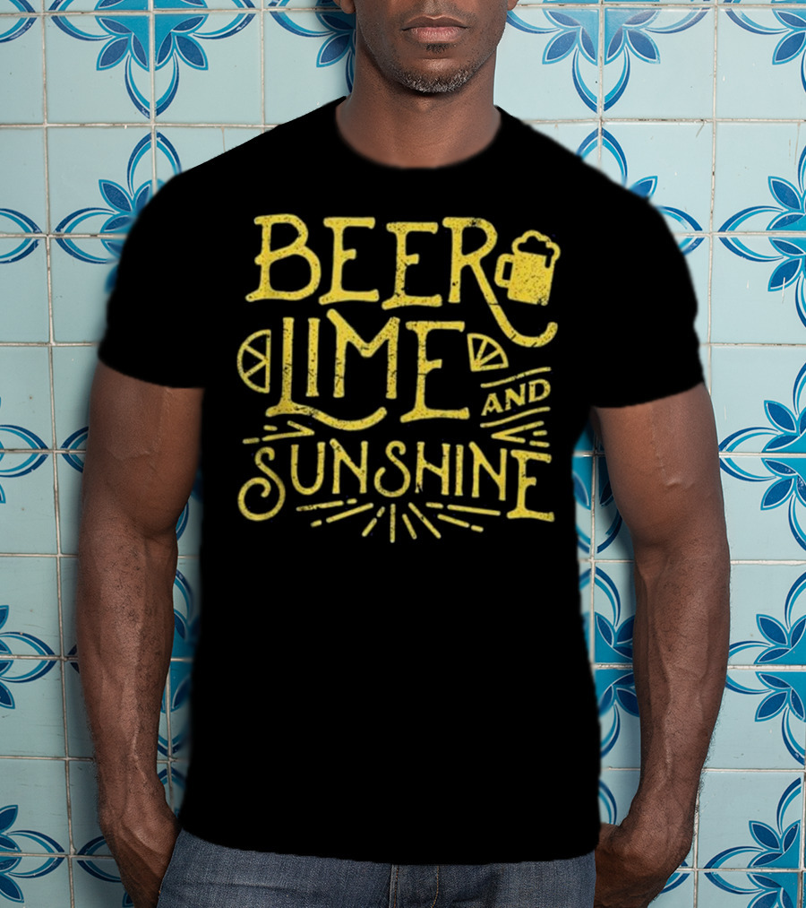 Beer Lime And Sunshine Funny Mexican Cinco Concept T-Shirt