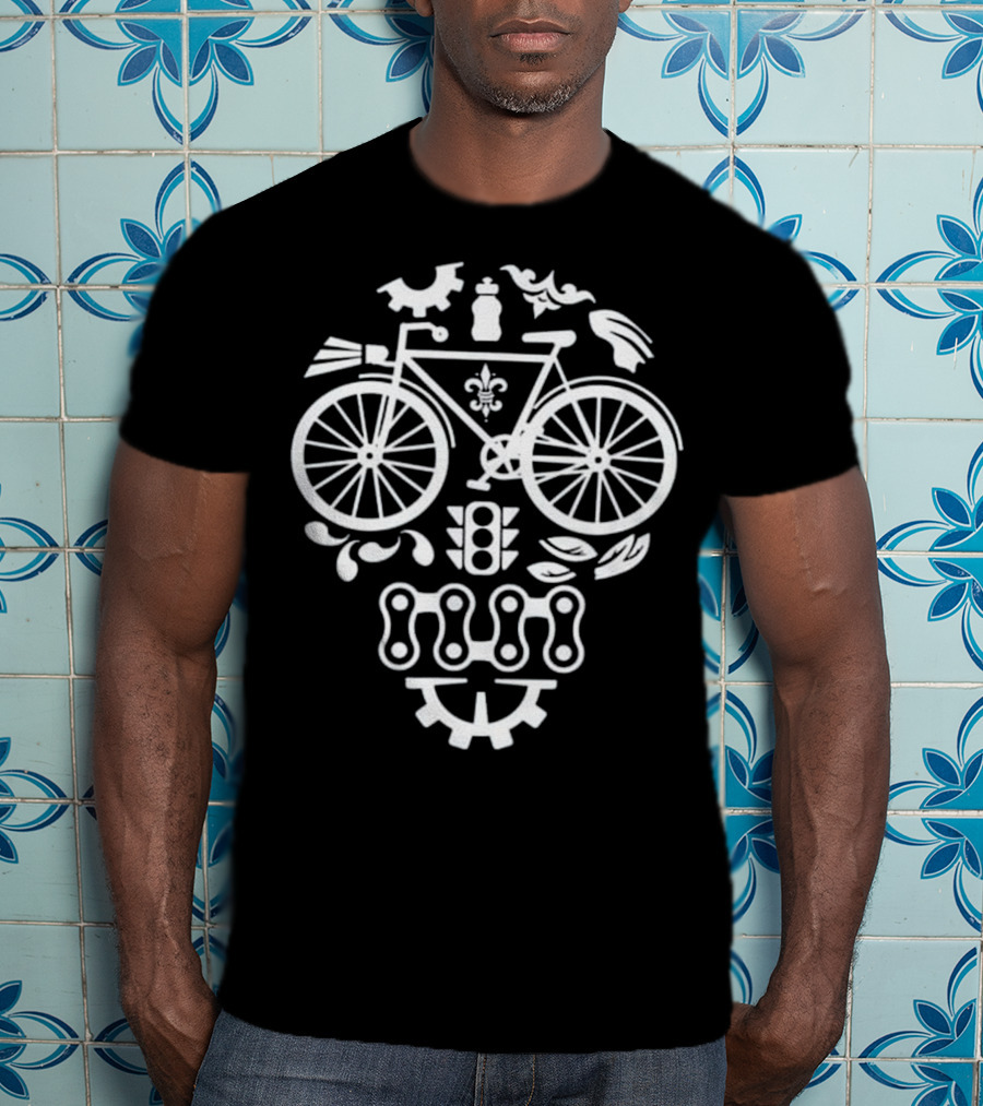 Bicycle Cycling Gear Sugar Skull With Funny Traffic Light Elements T-Shirt