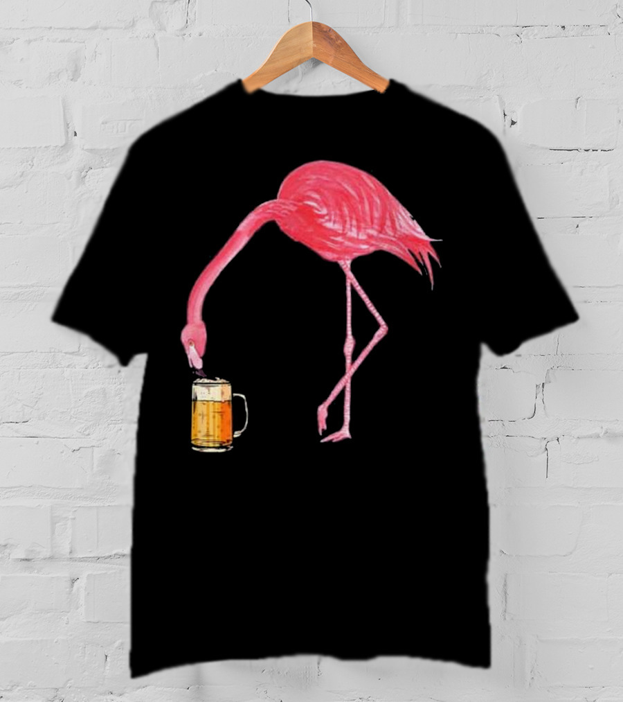 Flamingo Sipping Beer Lovers Mug T-Shirt