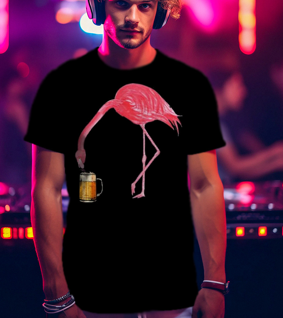 Flamingo Sipping Beer Lovers Mug T-Shirt