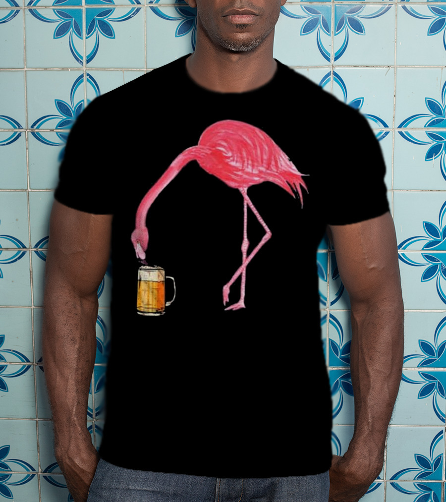 Flamingo Sipping Beer Lovers Mug T-Shirt