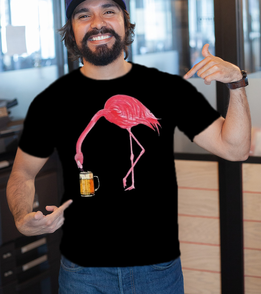 Flamingo Sipping Beer Lovers Mug T-Shirt