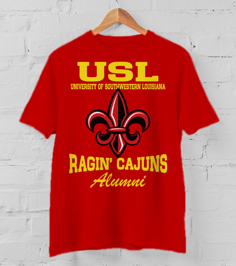 USL University Of Southwestern Louisiana Ragin' Cajuns Alumni Fleur-de-Lis T-Shirt
