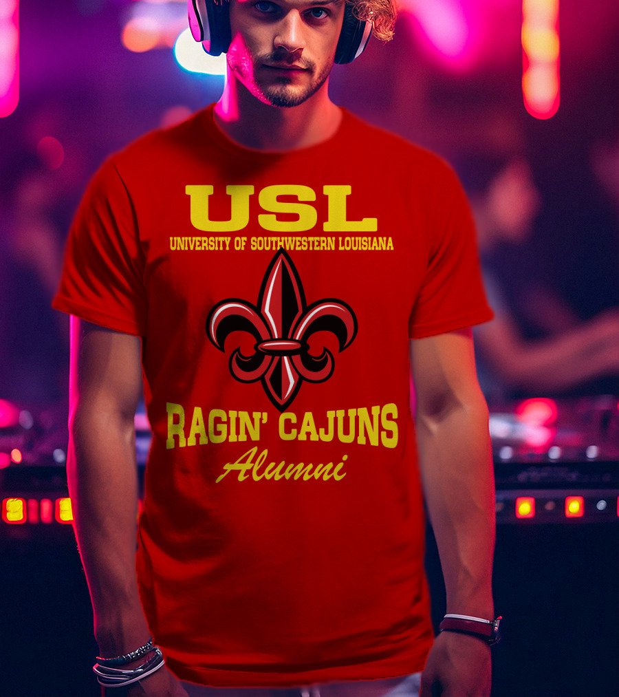 USL University Of Southwestern Louisiana Ragin' Cajuns Alumni Fleur-de-Lis T-Shirt