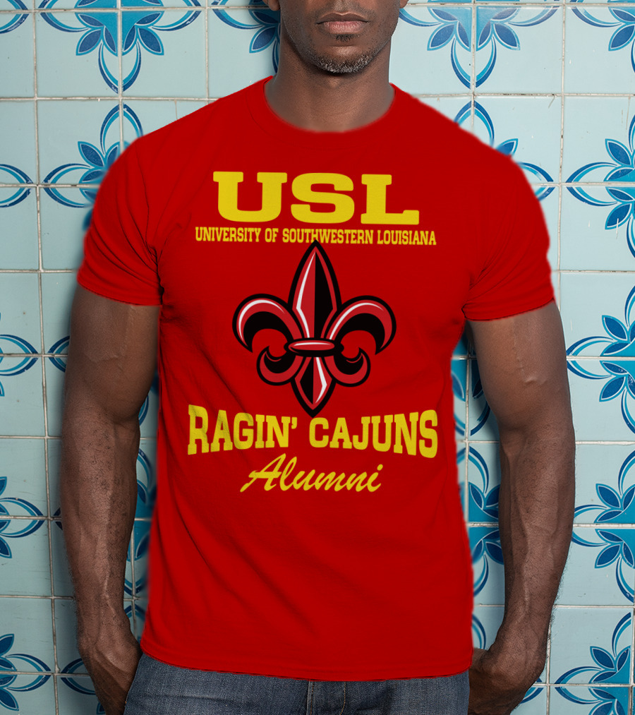 USL University Of Southwestern Louisiana Ragin' Cajuns Alumni Fleur-de-Lis T-Shirt