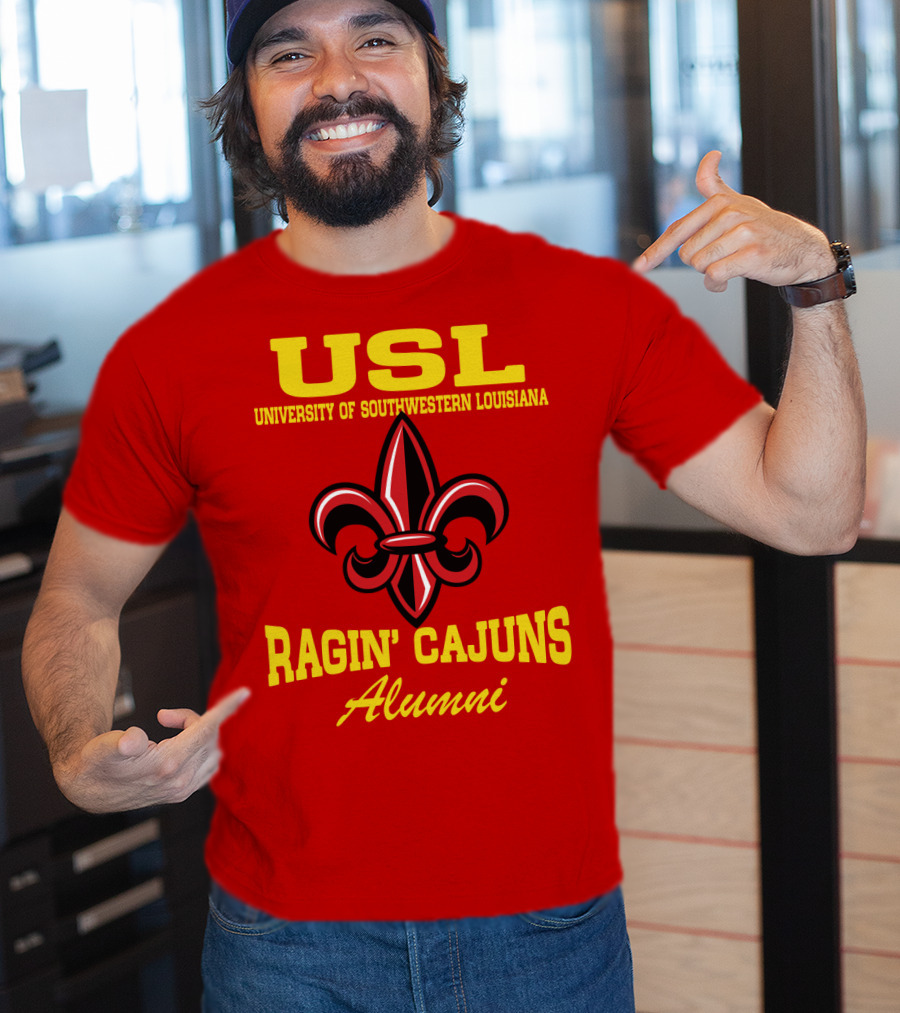 USL University Of Southwestern Louisiana Ragin' Cajuns Alumni Fleur-de-Lis T-Shirt