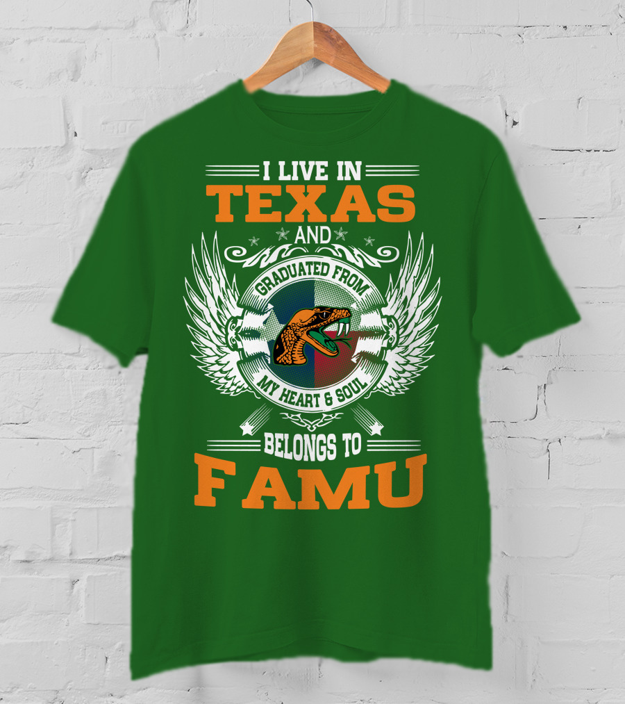 I Live In Texas And Graduated From My Heart And Soul Belongs To FAMU T-Shirt