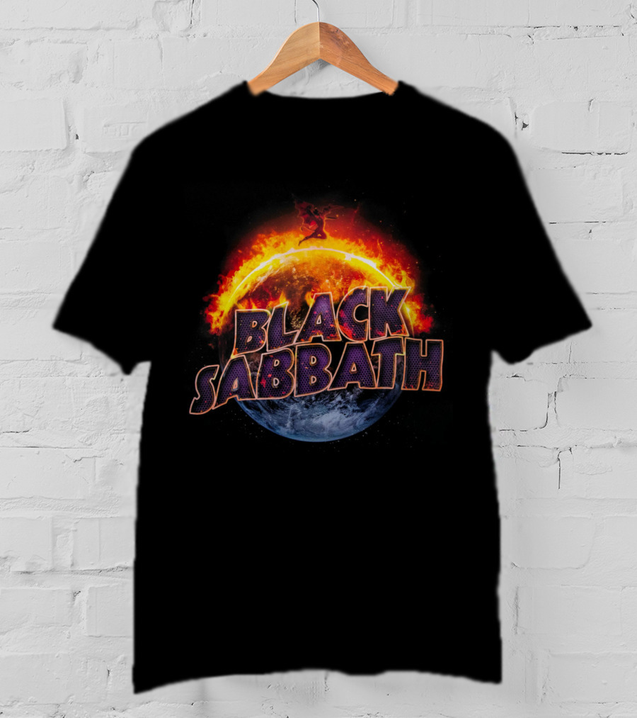 Black Sabbath Fire Planet Rock Band T-Shirt