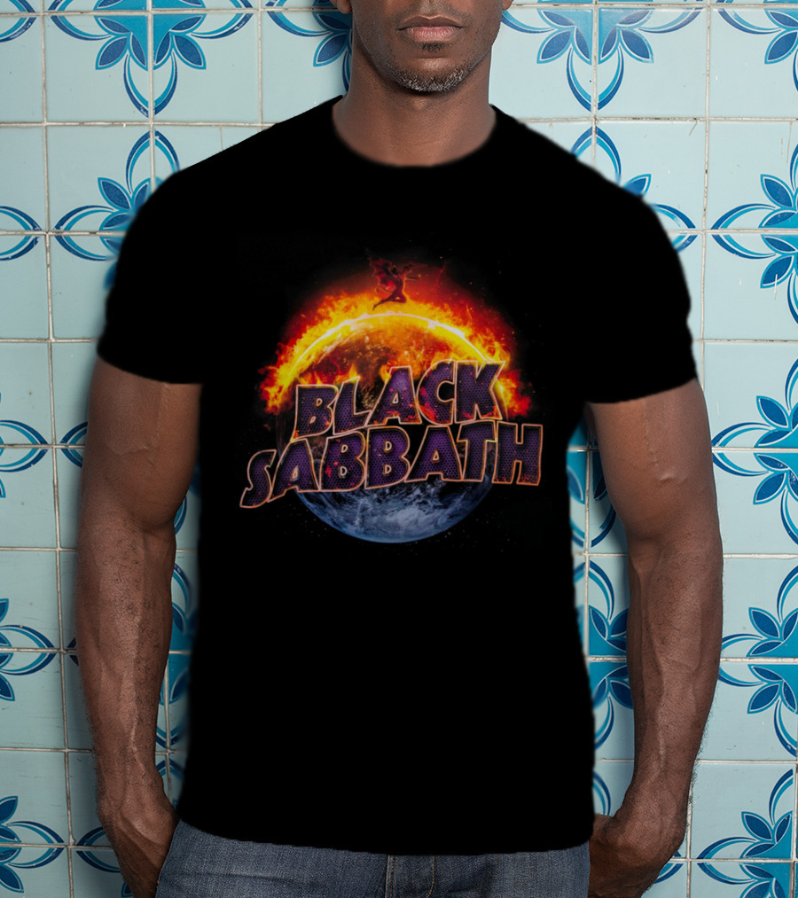 Black Sabbath Fire Planet Rock Band T-Shirt