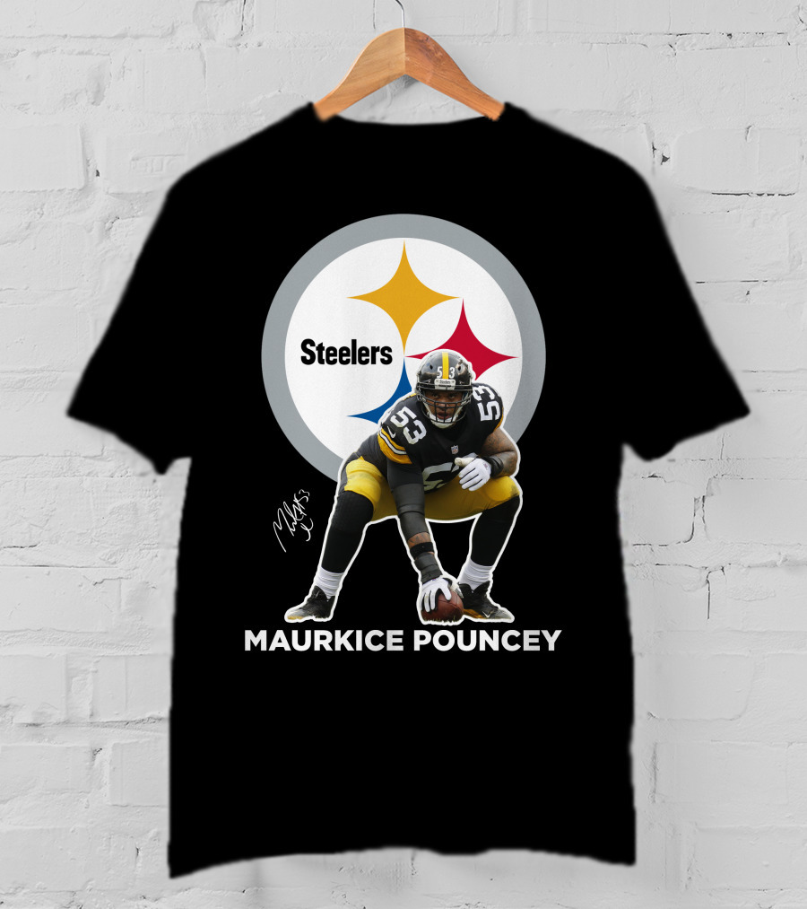 Steelers Maurkice Pouncey Number 53 Football Player Signature Steelers T-Shirt
