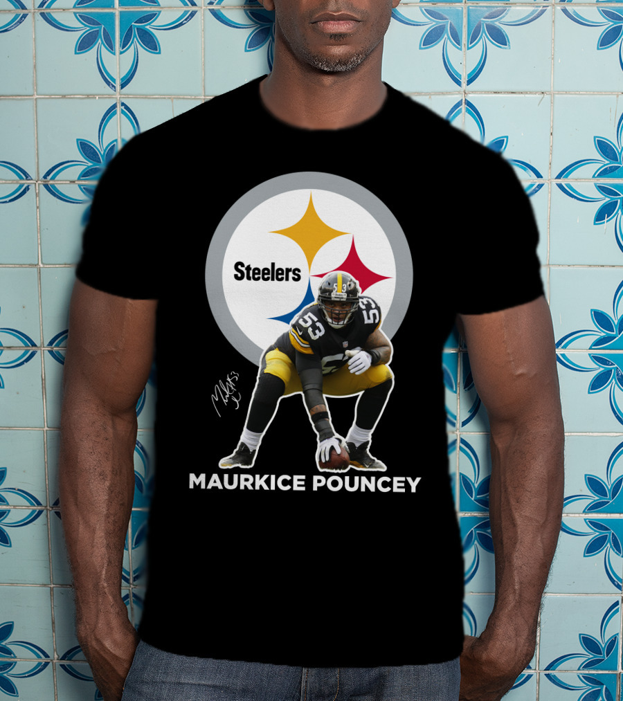 Steelers Maurkice Pouncey Number 53 Football Player Signature Steelers T-Shirt