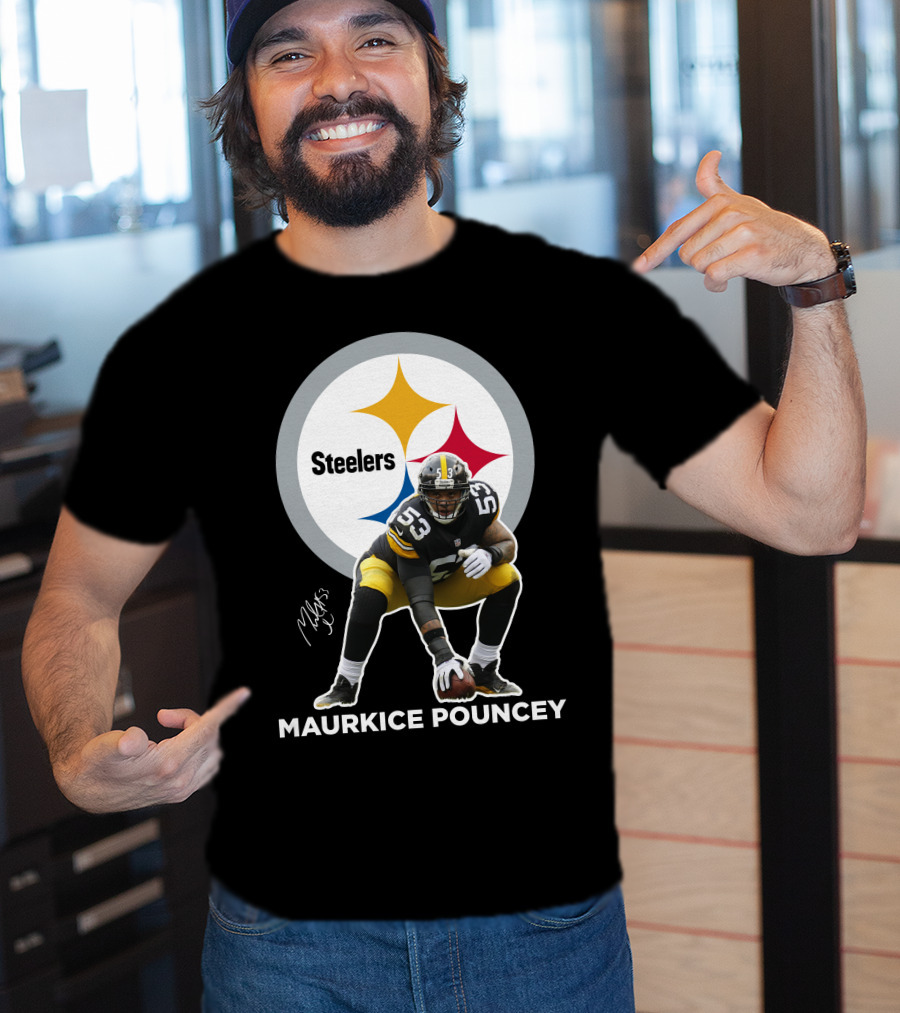 Steelers Maurkice Pouncey Number 53 Football Player Signature Steelers T-Shirt