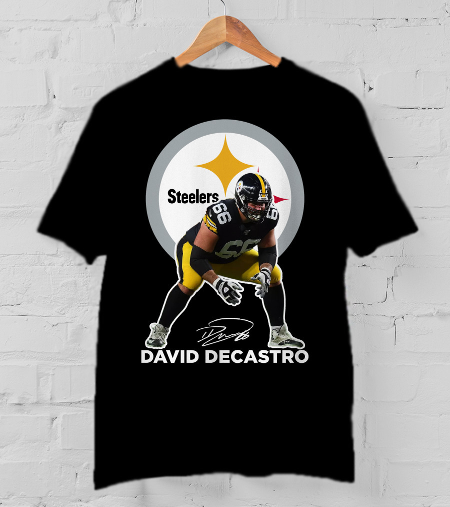 David Decastro Pittsburgh Steelers NFL Player Number 66 Autograph Signature T-Shirt