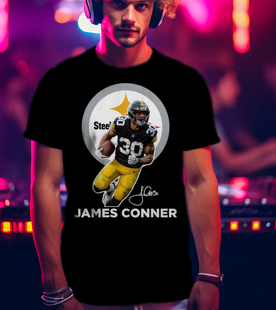Steelers James Conner #30 Football Player Signature T-Shirt
