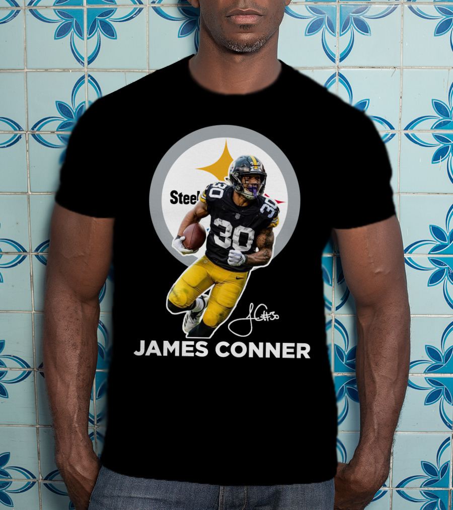Steelers James Conner #30 Football Player Signature T-Shirt