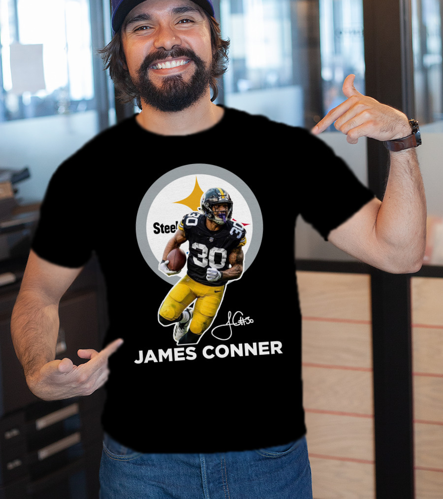 Steelers James Conner #30 Football Player Signature T-Shirt