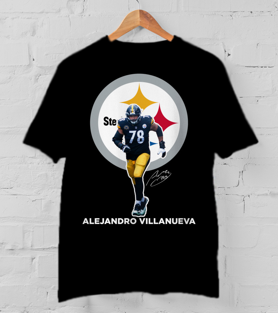Steelers Alejandro Villanueva 78 Player Signature T-Shirt