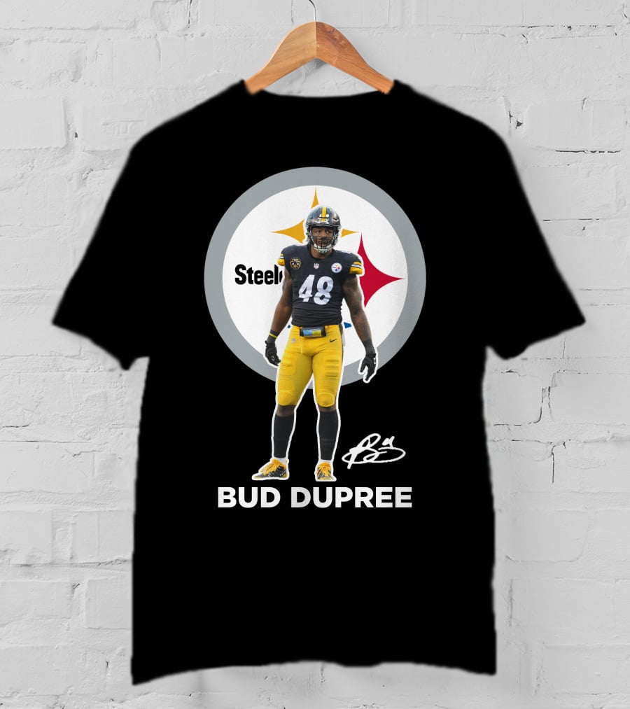 Bud Dupree Steelers 48 Football Player Autograph Signature T-Shirt