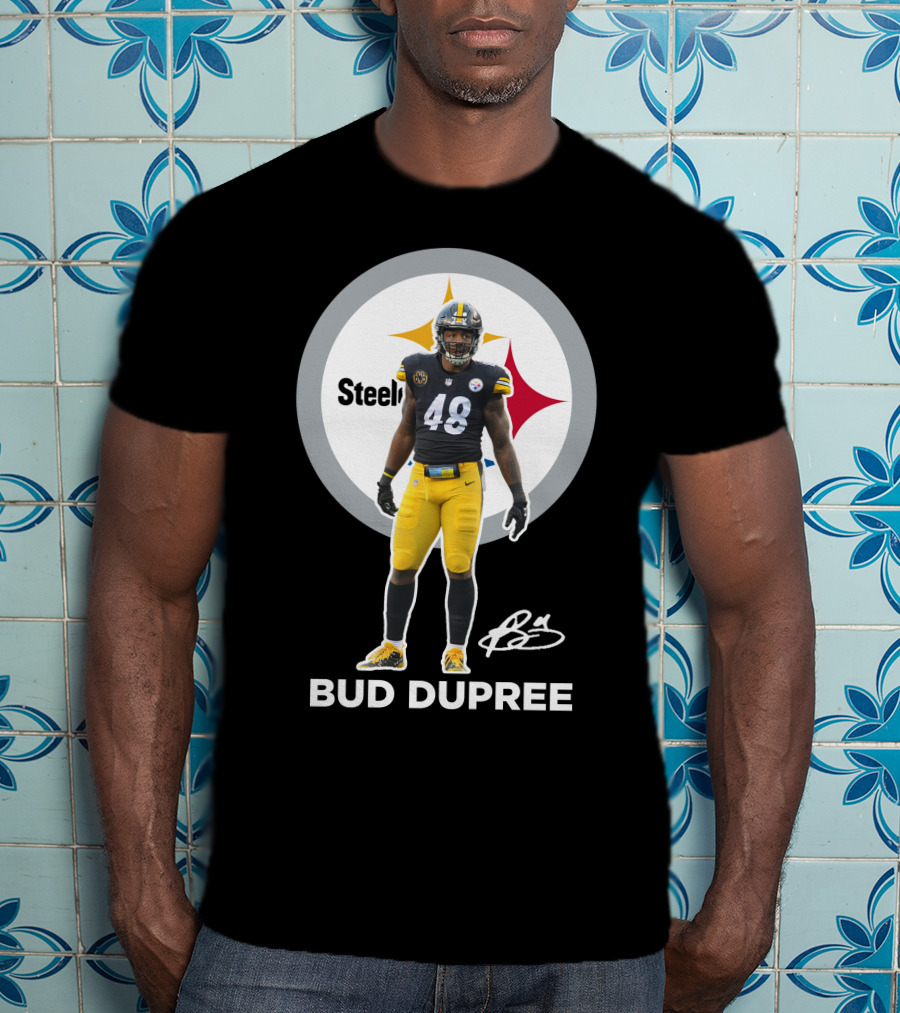 Bud Dupree Steelers 48 Football Player Autograph Signature T-Shirt