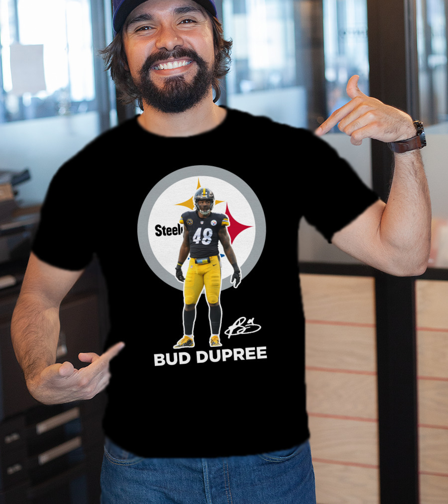 Bud Dupree Steelers 48 Football Player Autograph Signature T-Shirt