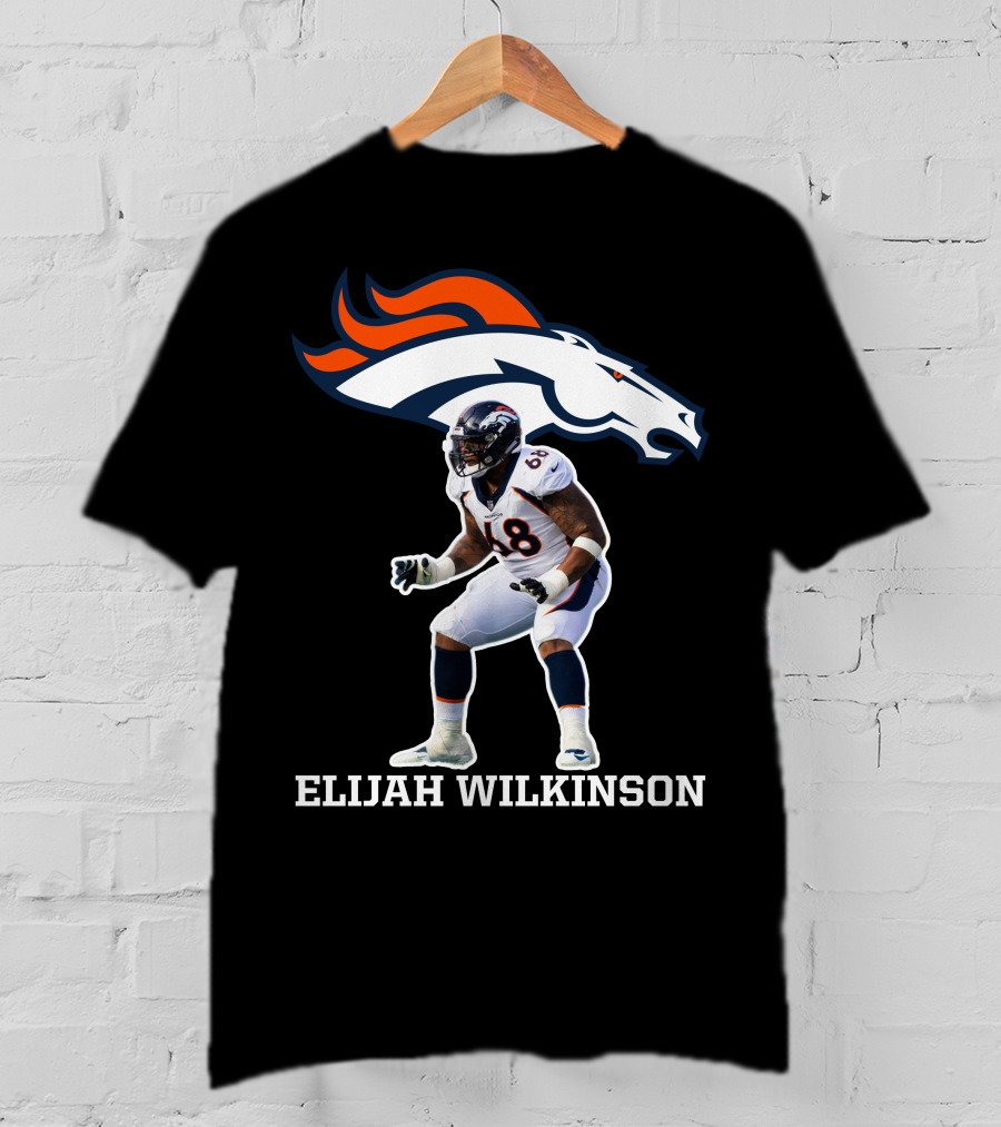 Denver Broncos Elijah Wilkinson Football Player Action T-Shirt
