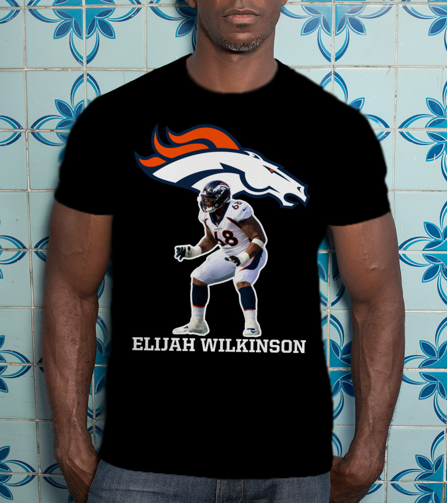 Denver Broncos Elijah Wilkinson Football Player Action T-Shirt